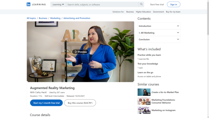 Augmented Reality Marketing (LinkedIn Learning)