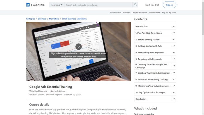 Google Ads Essential Training (LinkedIn Learning)