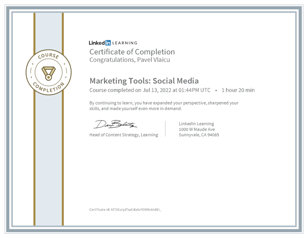 Marketing Tools Social Media Certificate (LinkedIn Learning)