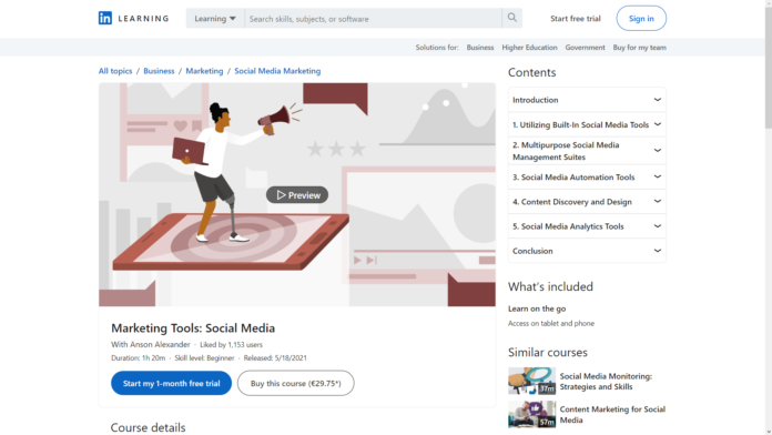 Marketing Tools Social Media (LinkedIn Learning)