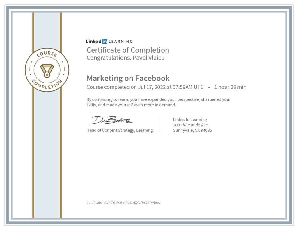 Marketing on Facebook Certificate (LinkedIn Learning)