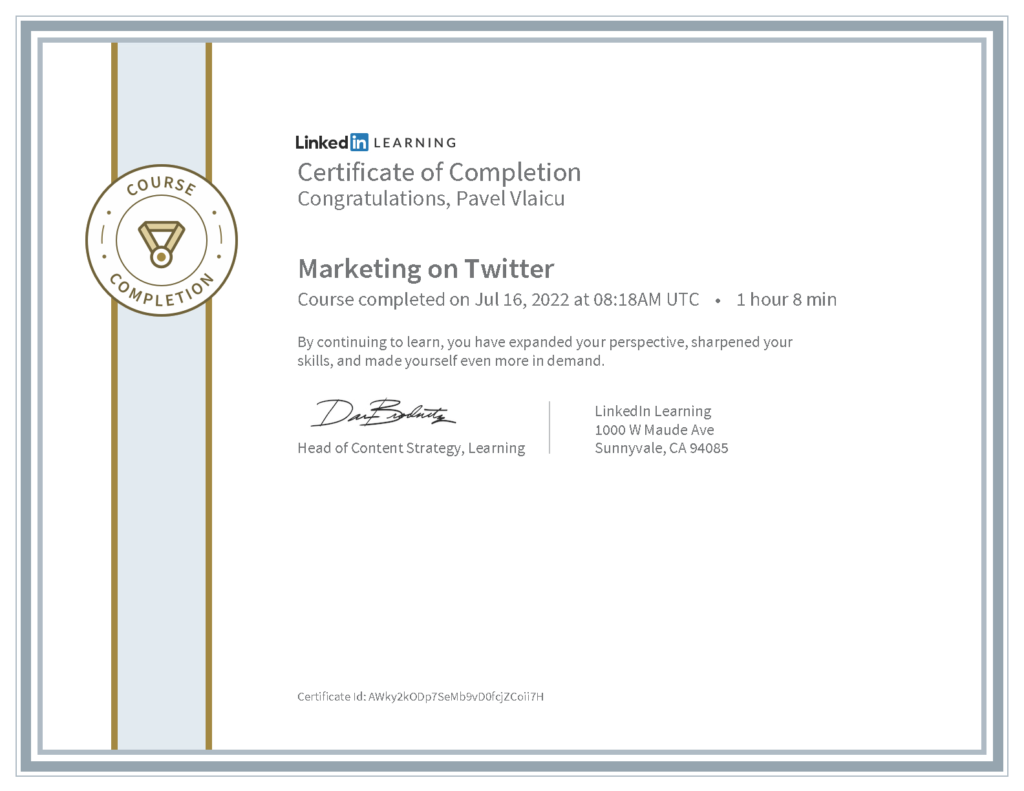 Marketing on Twitter Certificate (LinkedIn Learning)