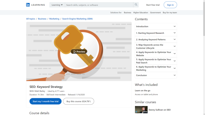 SEO Keyword Strategy (LinkedIn Learning)