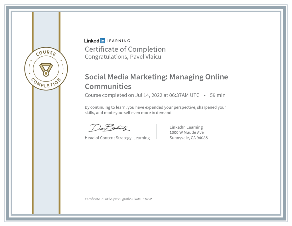 Social Media Marketing Managing Online Communities Certificate (LinkedIn Learning)