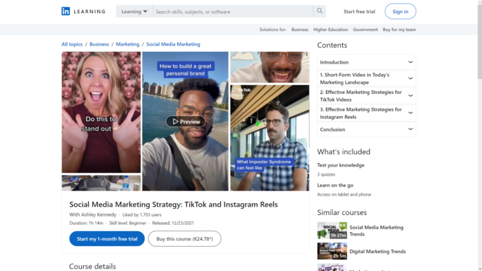 Social Media Marketing Strategy TikTok and Instagram Reels (LinkedIn Learning)