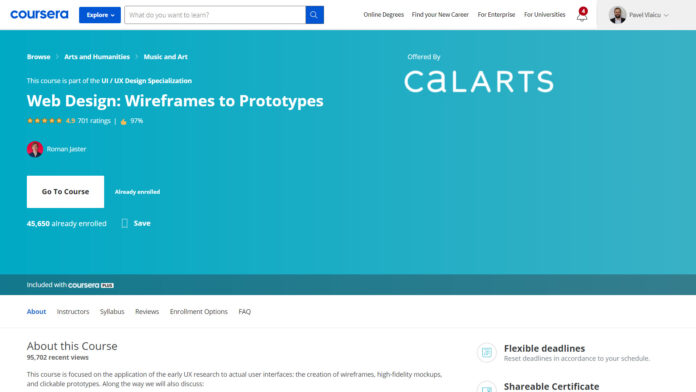 Web Design Wireframes to Prototypes (CALARTS)
