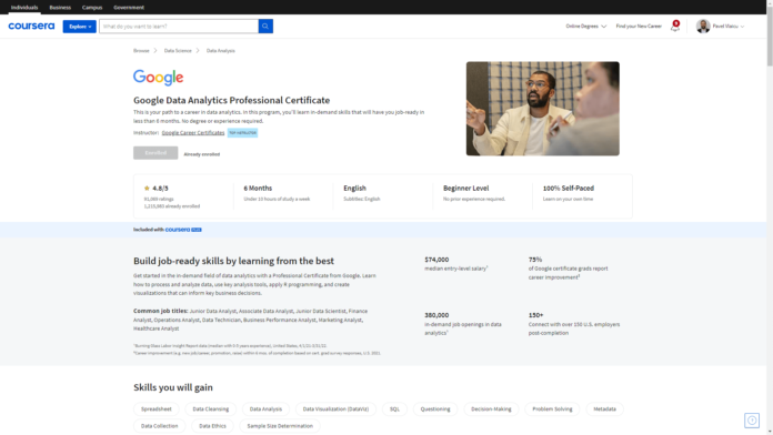 Google Data Analytics Professional Certificate